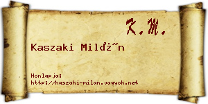 Kaszaki Milán névjegykártya